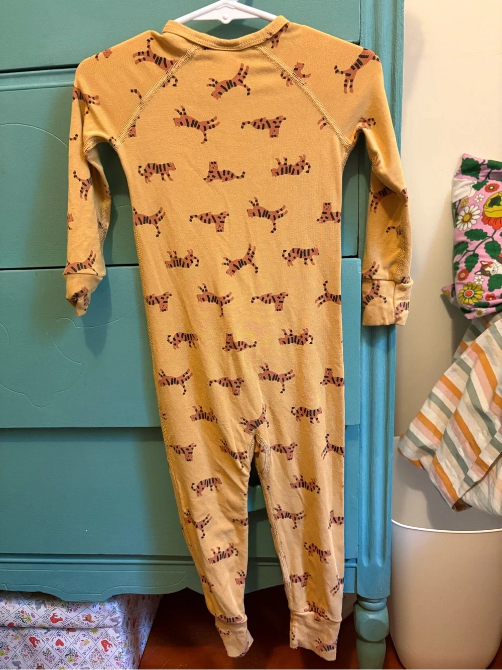 Hanna Andersson Mustard Tiger Zip One-Piece Pajamas